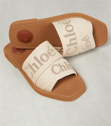 chloe leather slides|chloe woody canvas slides.